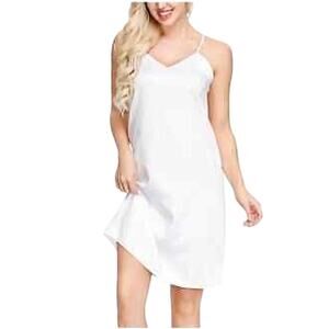 INK+IVY White Satin Slip Dress Small Adjustable Straps Bridal Sleepwear